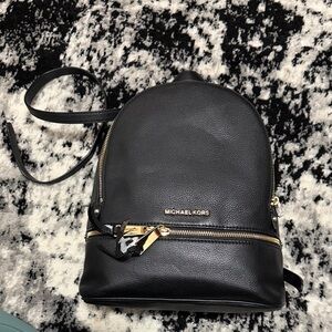 Michael Kors Black Pebbled Backpack